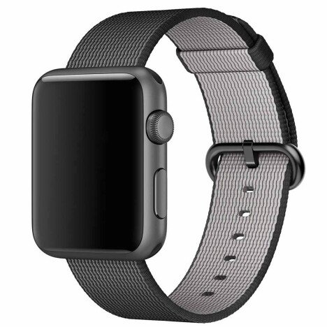 Curea iUni compatibila cu Apple Watch 1/2/3/4/5/6/7, 44mm, Nylon, Woven Strap, Electric Gray